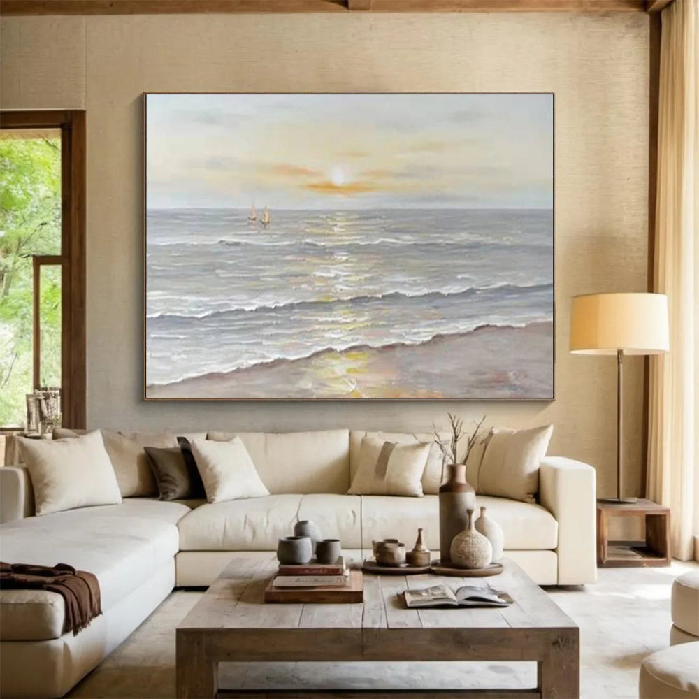 Serene Sea Sunset - Calming Living Room or Bedroom Art DLZ249