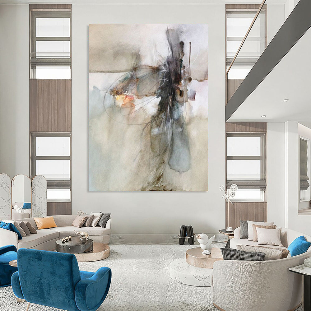 Serene Textured Abstract Mural for Bedroom & Hallway DKH0950