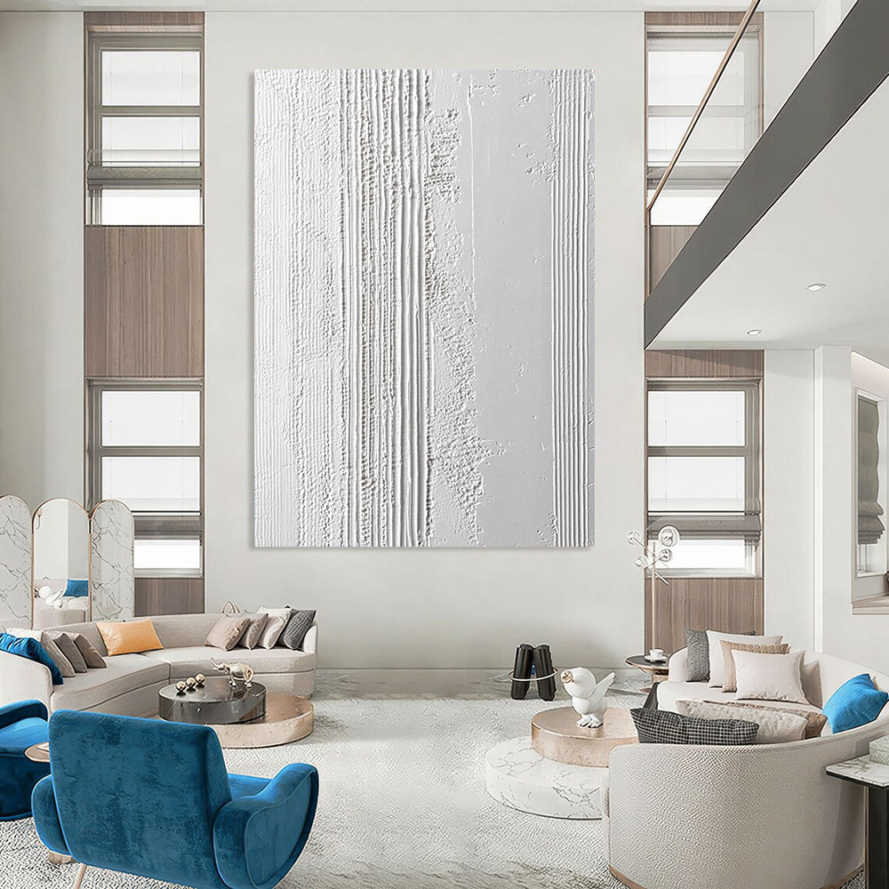 Contemporary hand-painted abstract artwork featuring textured surface fine lines thick impasto and vertical stripes to enhance your space. DLZ1754