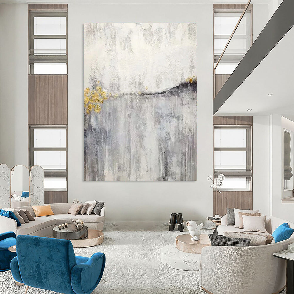 Artfully Curated Hand - Painted Textured Canvas Mural for Hallway & Bar DKH1173