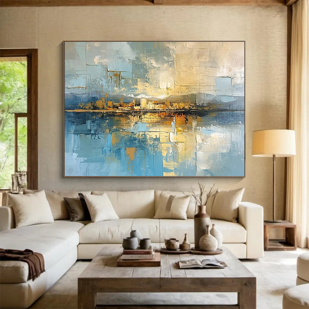 Geometric Coastal Cityscape - Modern Living Room Chic DLZ050