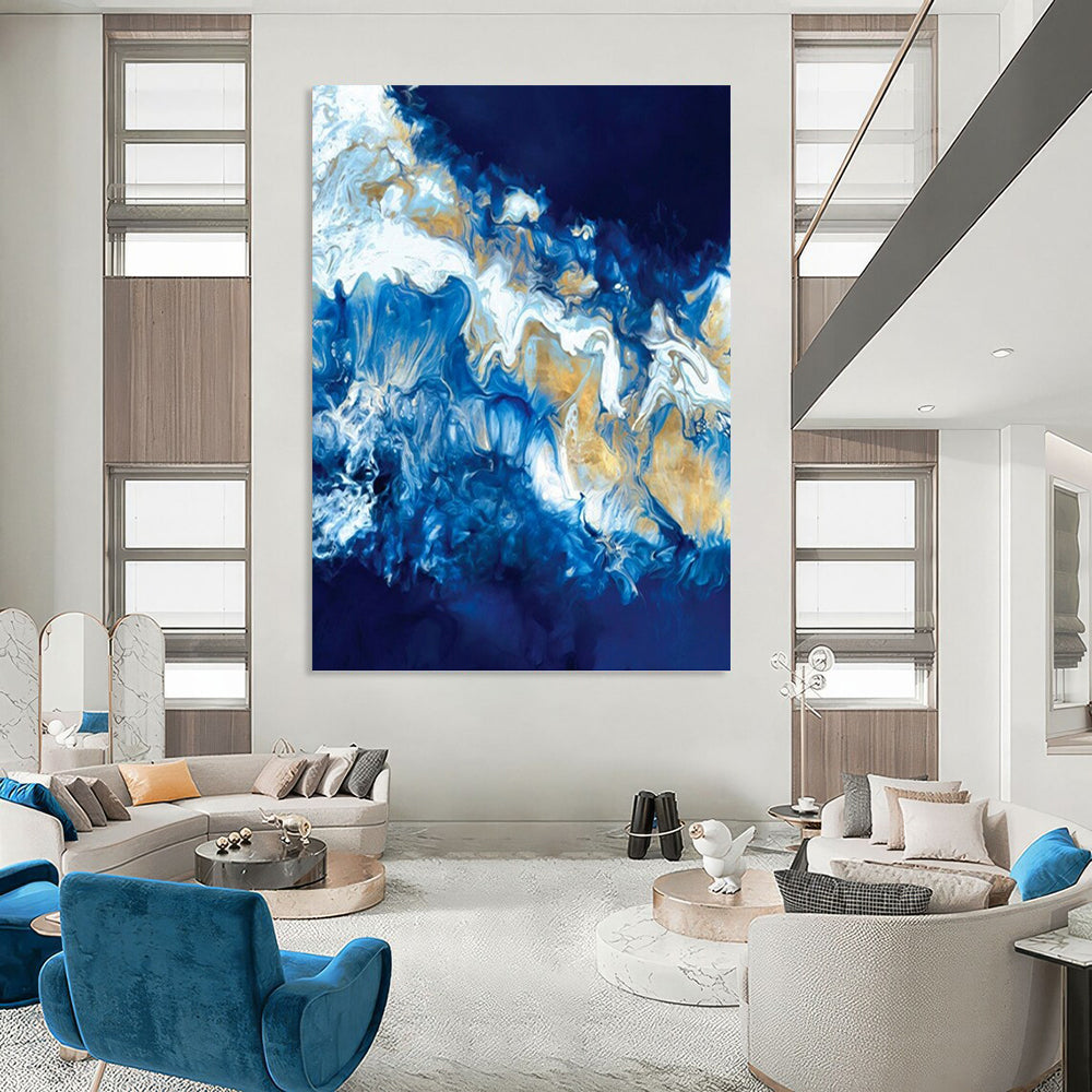 Vertical Hand - Painted Large Abstract Custom Work for Bedroom and Dining Room DKH1650