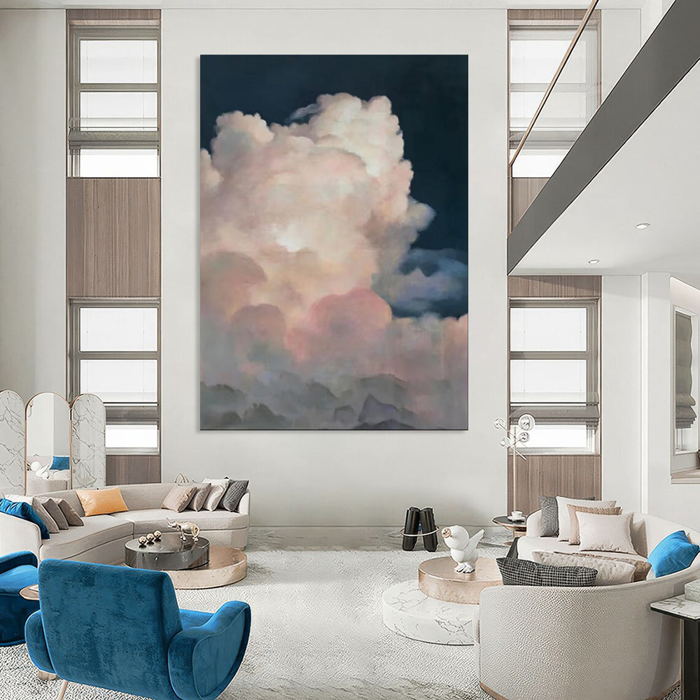 Organic & Fluid Hand-Painted Custom Abstract Painting for Office & Bar LargeART1975