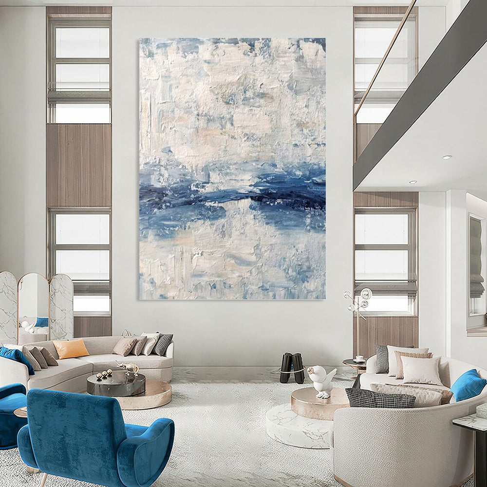 Supersized - Format Vertical Hand - Painted Textured Custom Abstract Madrigal, for Living Room and Entryway DKH1546