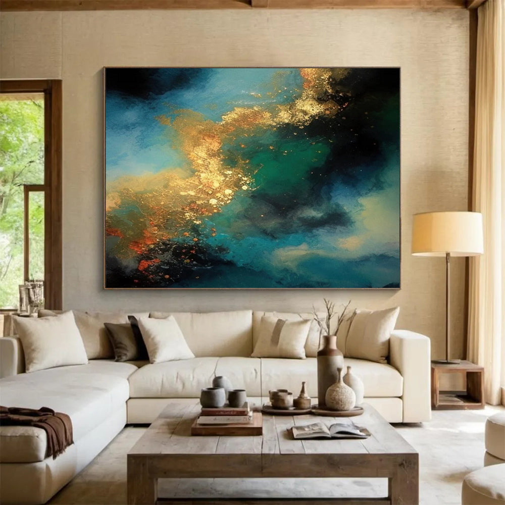 Blue & Gold Ocean Dream - Luxe Living Room Centerpiece DLZ072