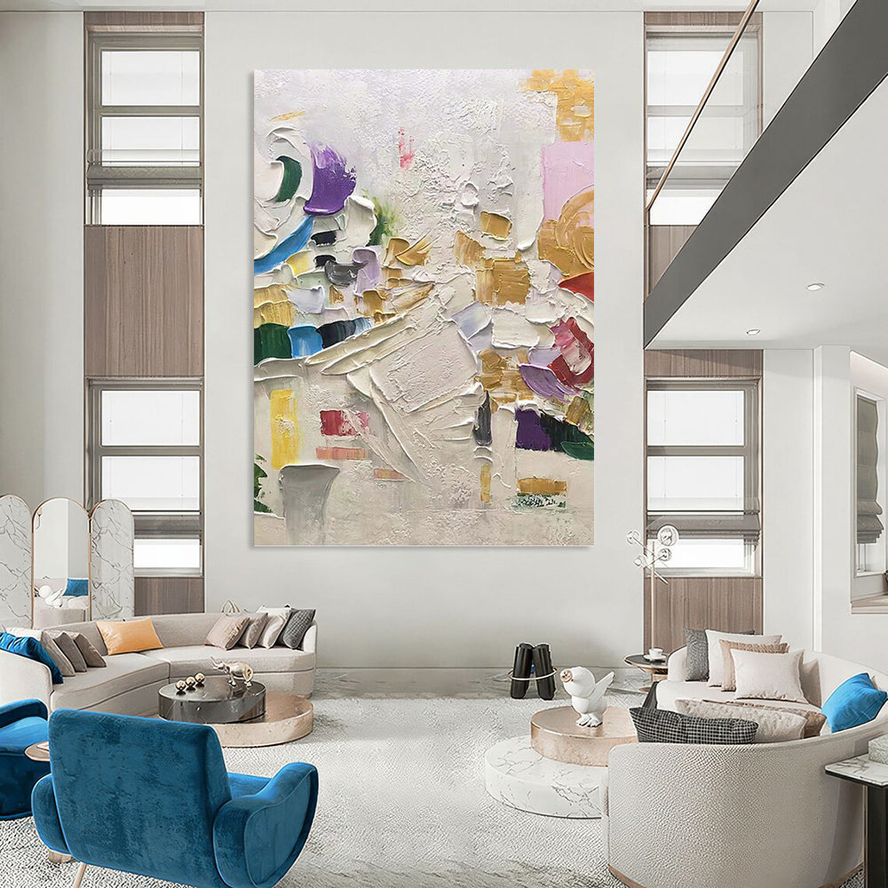 Large - Format Hand - Painted Custom Textured Abstract Mural for Hotel Suite & Entryway DKH1035