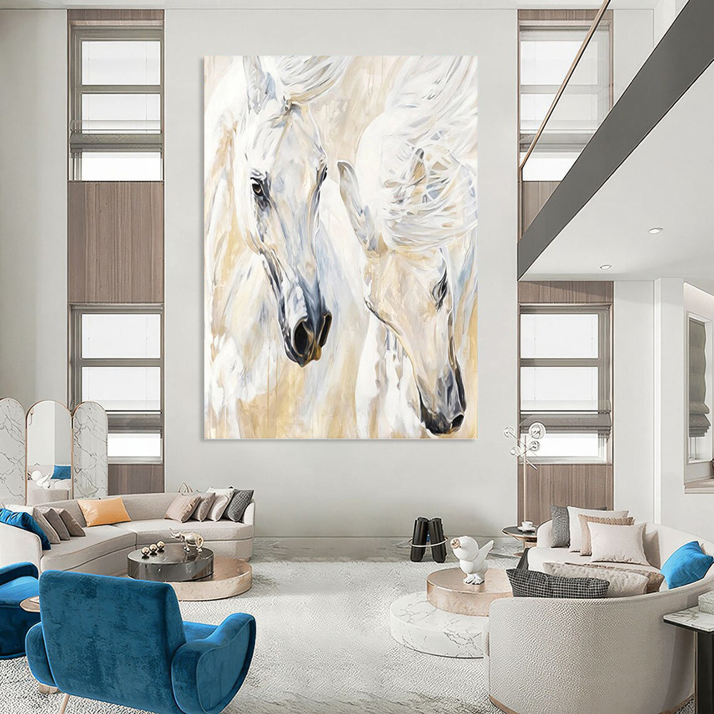 Custom Vertical Hand - Painted Large Abstract Canvas for Office and Entryway DKH1641