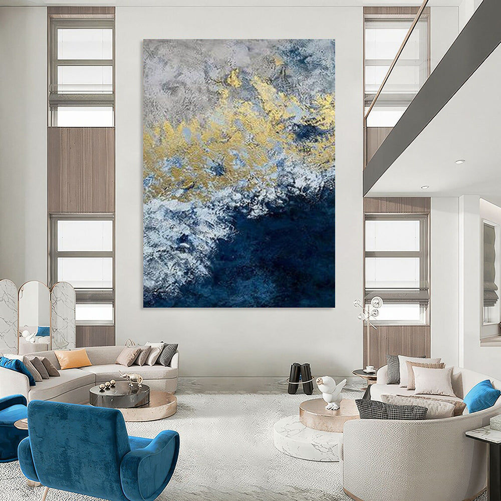 Towering Vertical Hand - Painted Custom Abstract Masterpiece with Textured Depth, Perfect for Bedroom and Office DKH1549