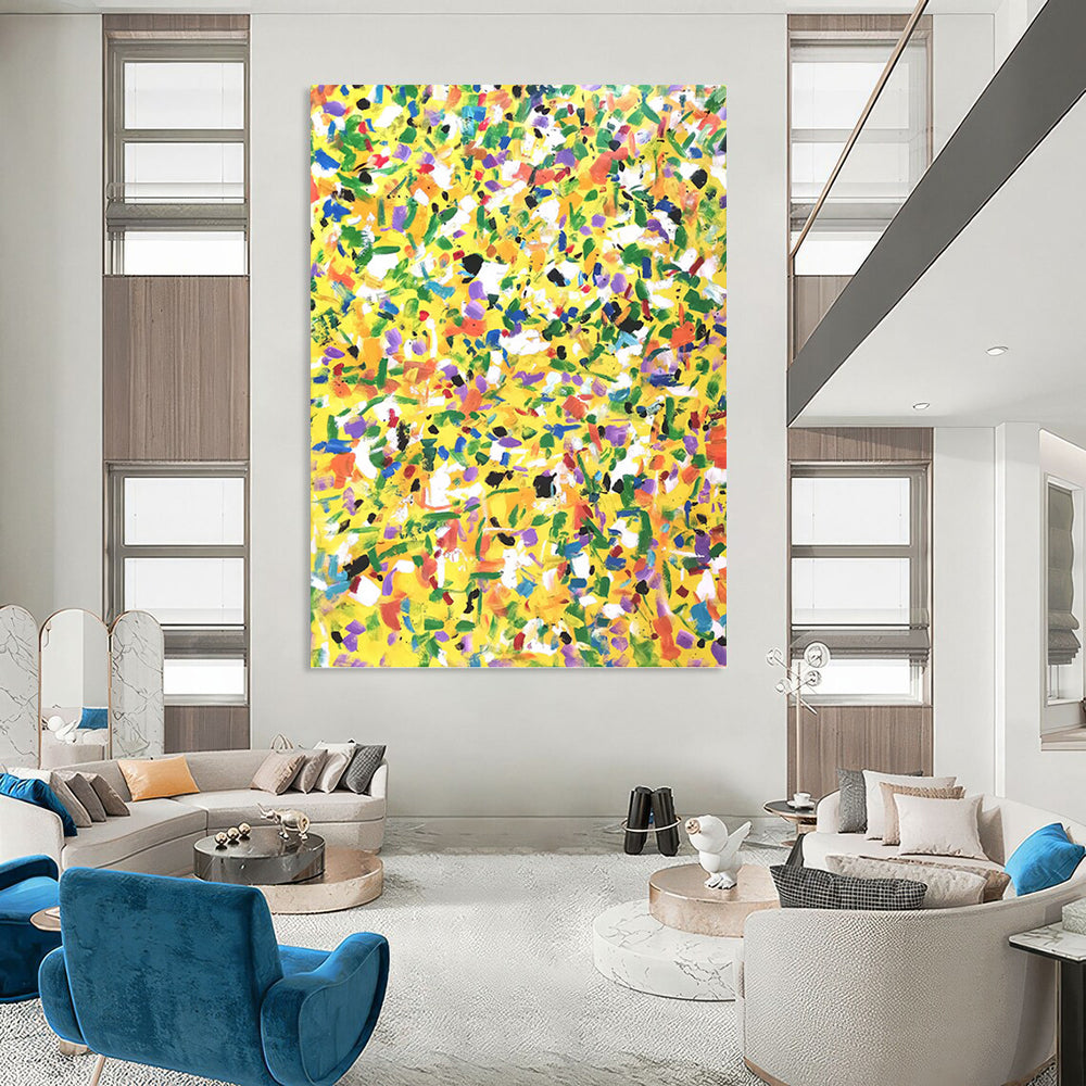 Stupendous Vertical Hand - Painted Custom Abstract Dithyramb (with Expressive Textures) for Living Room and Bar DKH1571