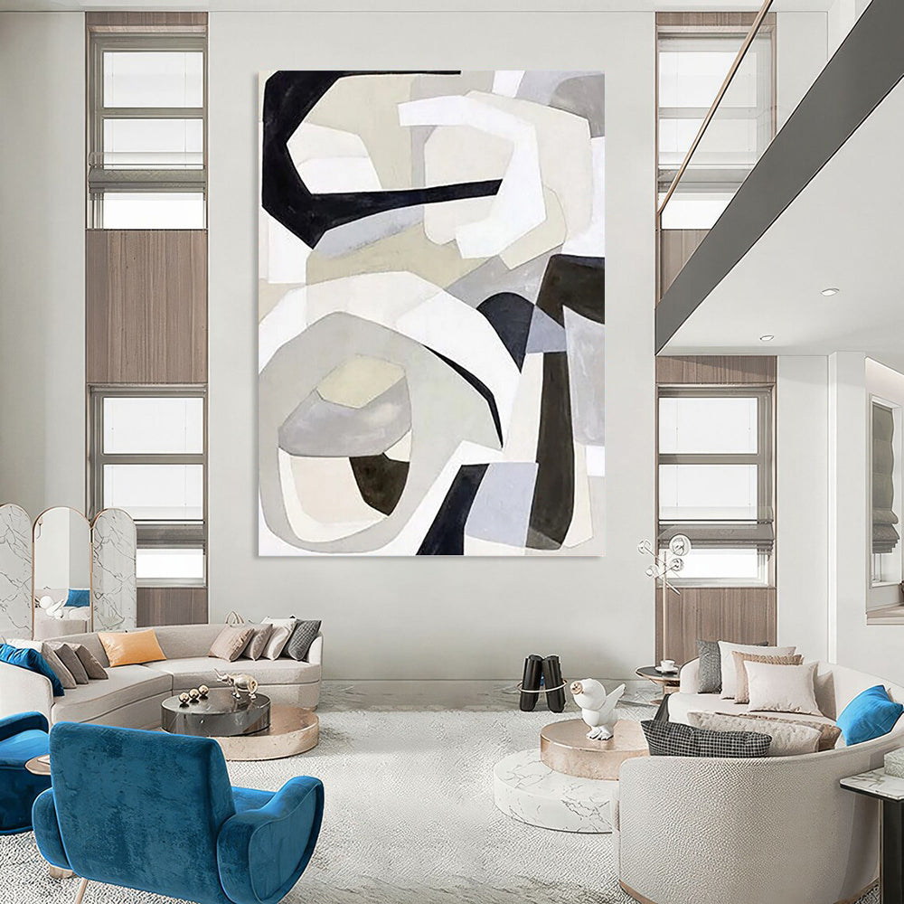Creatively Curated Hand - Painted Textured Canvas Mural for Bar & Hotel Lobby DKH1141