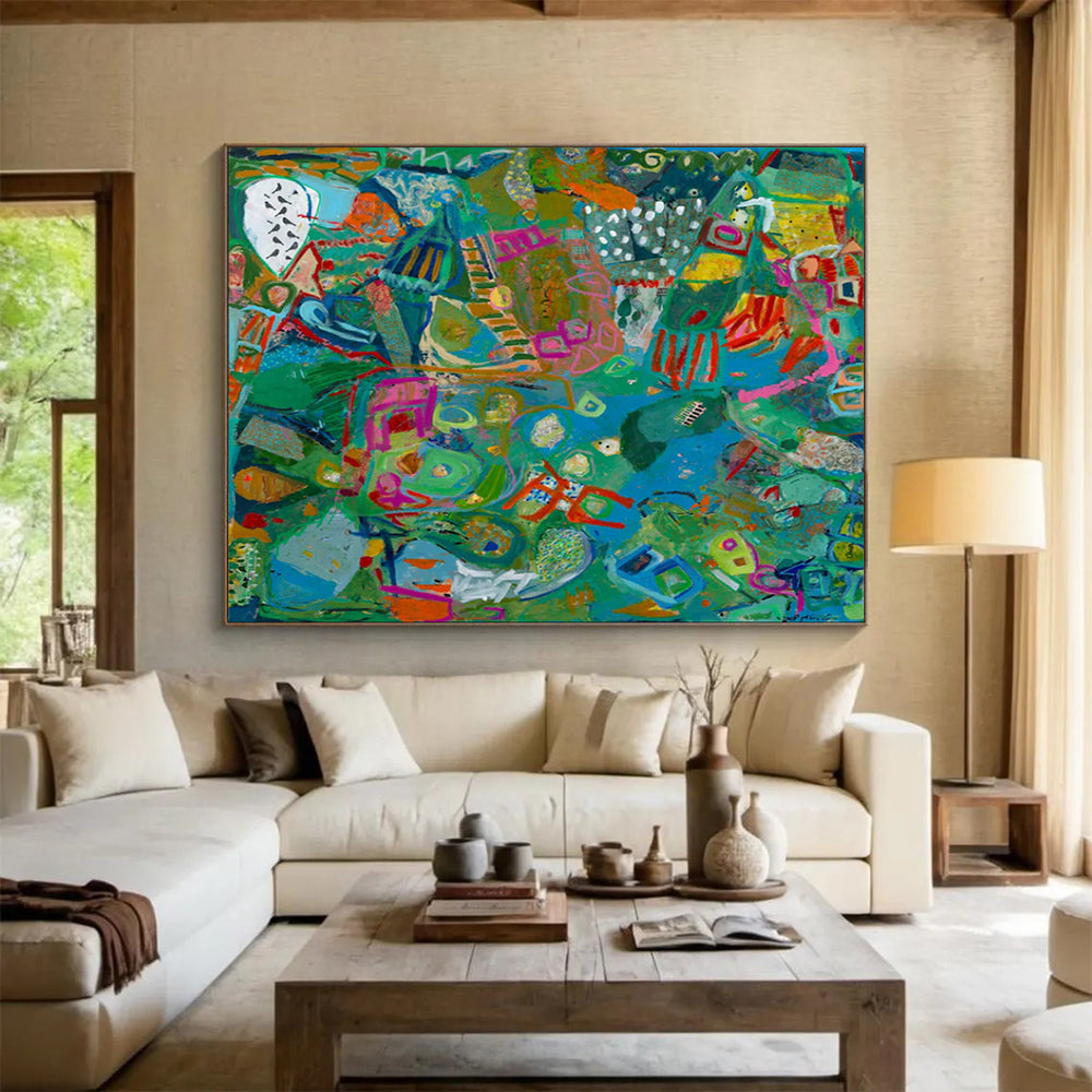 Colorful Abstract Landscape - Vibrant Living Room or Office Art DLZ235