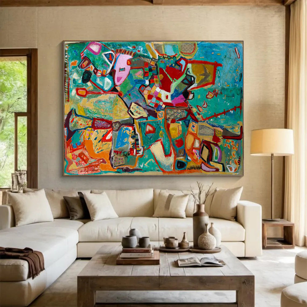 Colorful Abstract Collage - Bold Modern Living Room Focal Point DLZ233