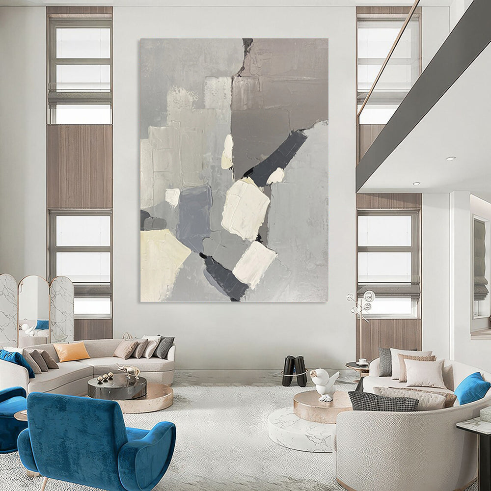 Majestic Vertical Hand - Painted Textured Custom Abstract Epoch for Living Room and Hotel DKH1586