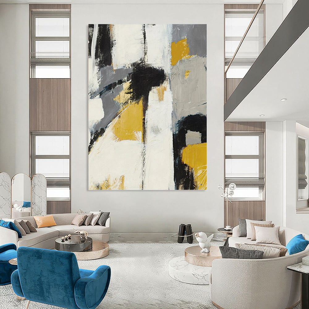 Colossal - Dimensioned Vertical Hand - Painted Custom Abstract Tapestry (with Lush Textures), for Arranging in Dining Room and Hotel Lobby DKH1525