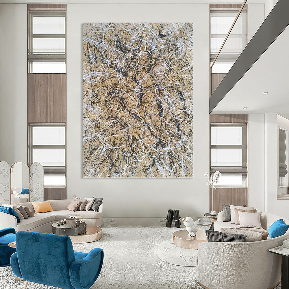 Grand - Proportioned Vertical Hand - Painted Textured Custom Abstract Madrigal for Living Room and Entryway DKH1574