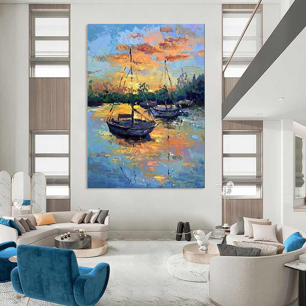 Large-Scale Hand-Painted Abstract Mural for Bedroom & Living Room LargeART1894