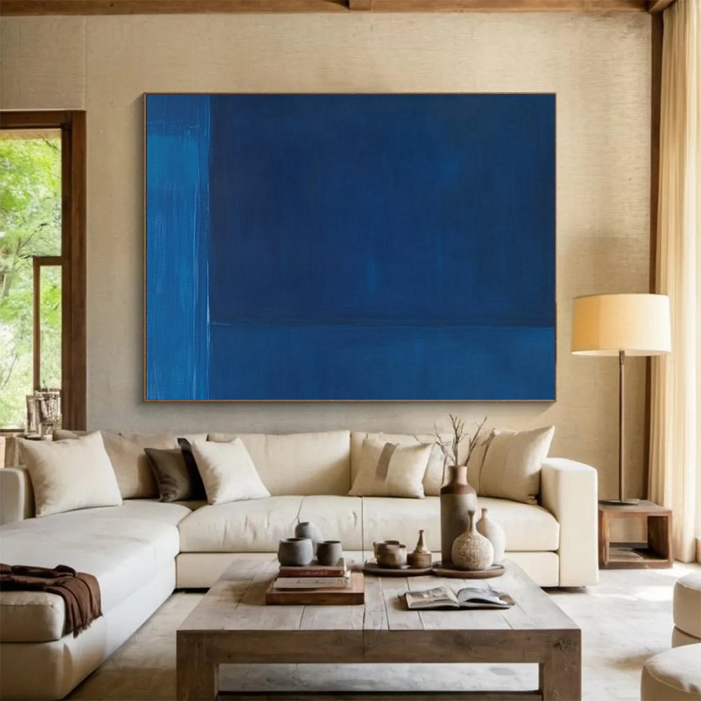 “Deep Blue Minimalist Blocks” - Deep Blue, Block Shapes, Minimalist Painting On Canvas HB0844