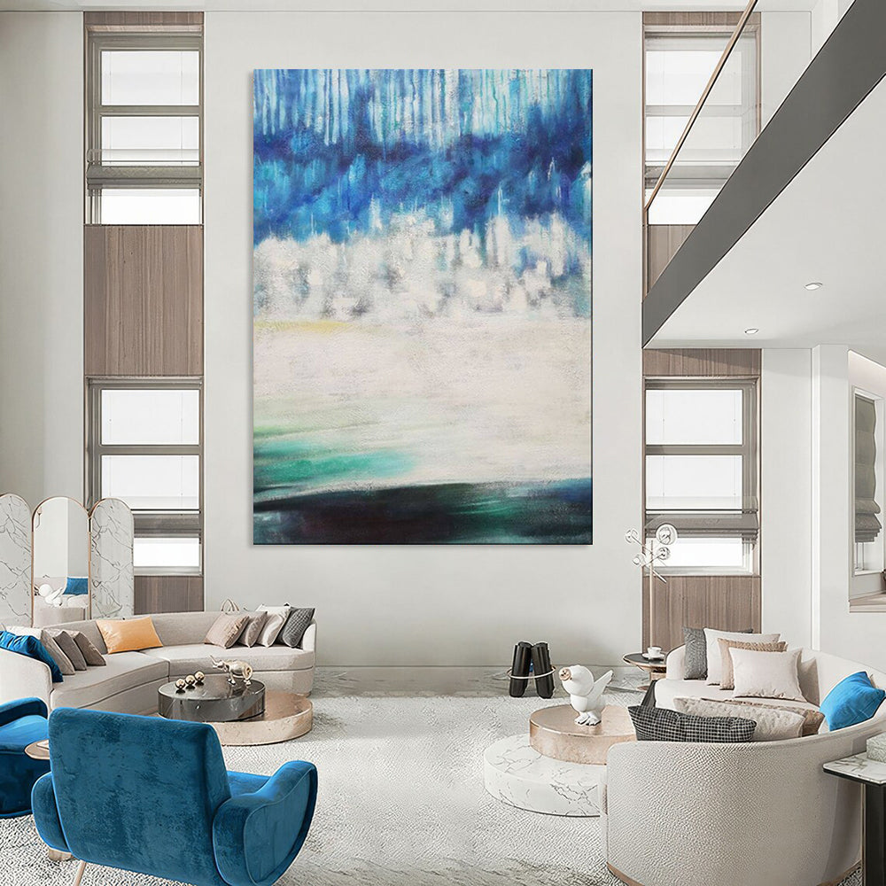 Dramatic & Bold Hand-Painted Custom Abstract Painting for Living Room & Hotel LargeART1974