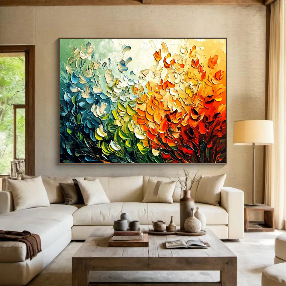 “Textured Floral Gradient” - Green, Orange, Blue, Textured Floral Gradient HB1142