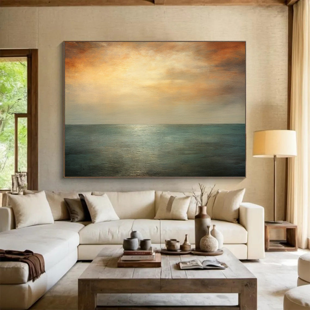 Serene Sea & Sky Abstract - Coastal Living Room Bliss DLZ010