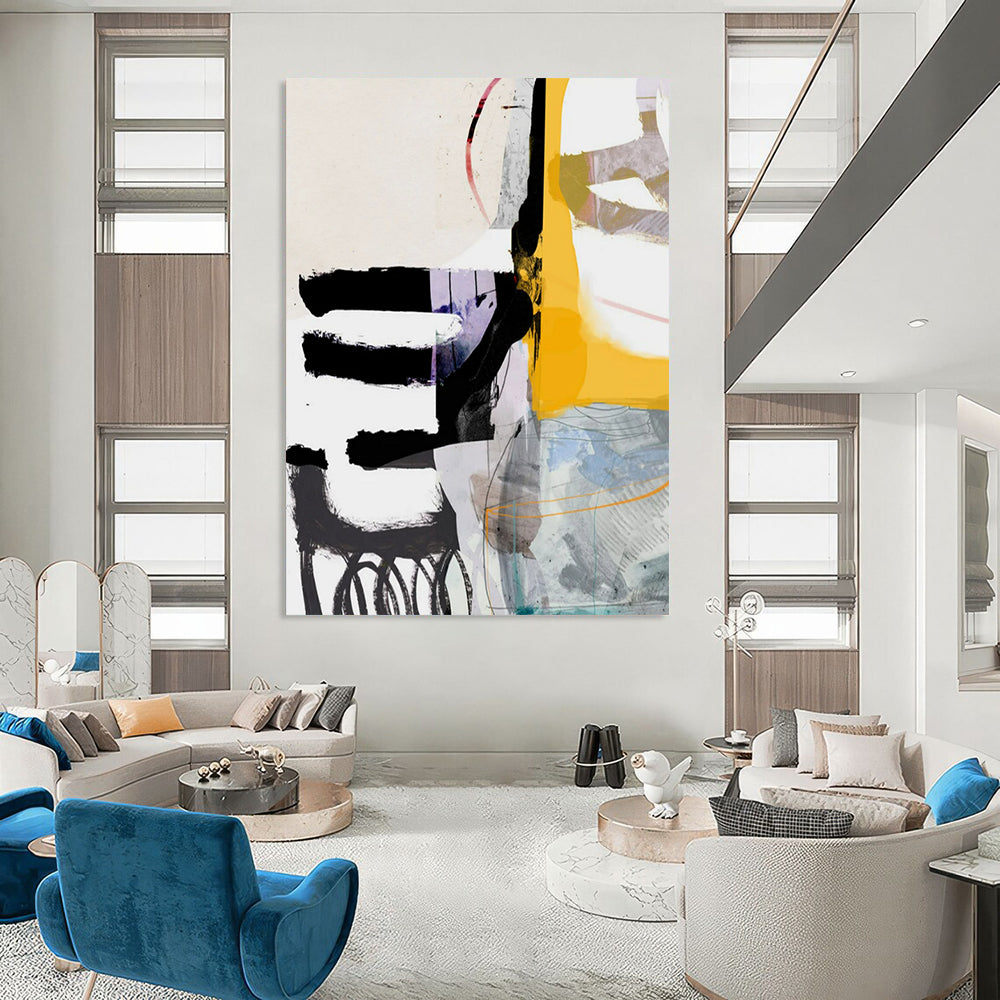 Monumental-Sized Hand-Painted Abstract Wall Art for Office & Living Room LargeART2313