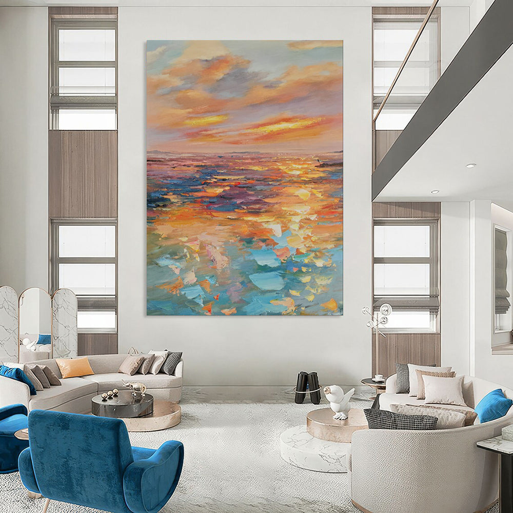 Hand-Painted Personalized Abstract Mural for Living Room & Office LargeART1898