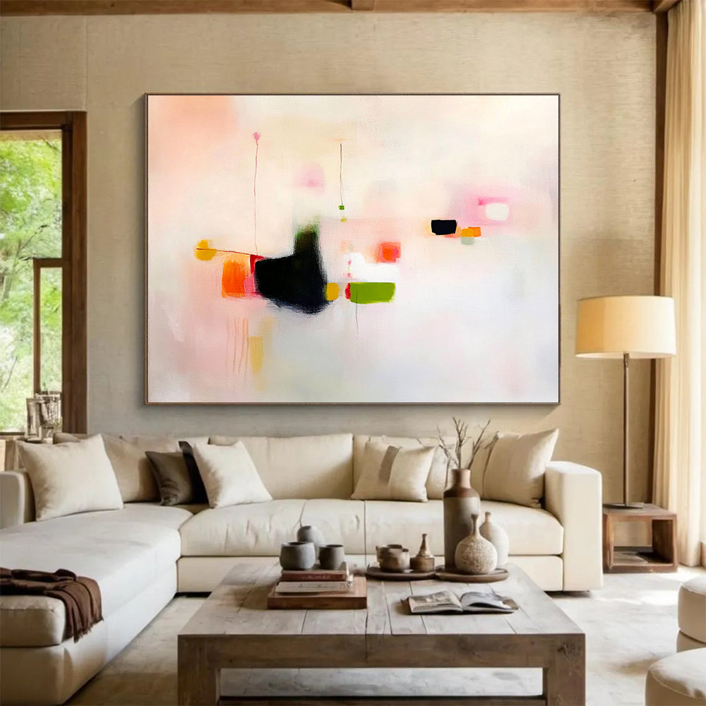 “Pastel Play” - Pink, Orange, Green, Delicate Shapes - Post - Impressionist - Inspired Acrylic Painting HB1542
