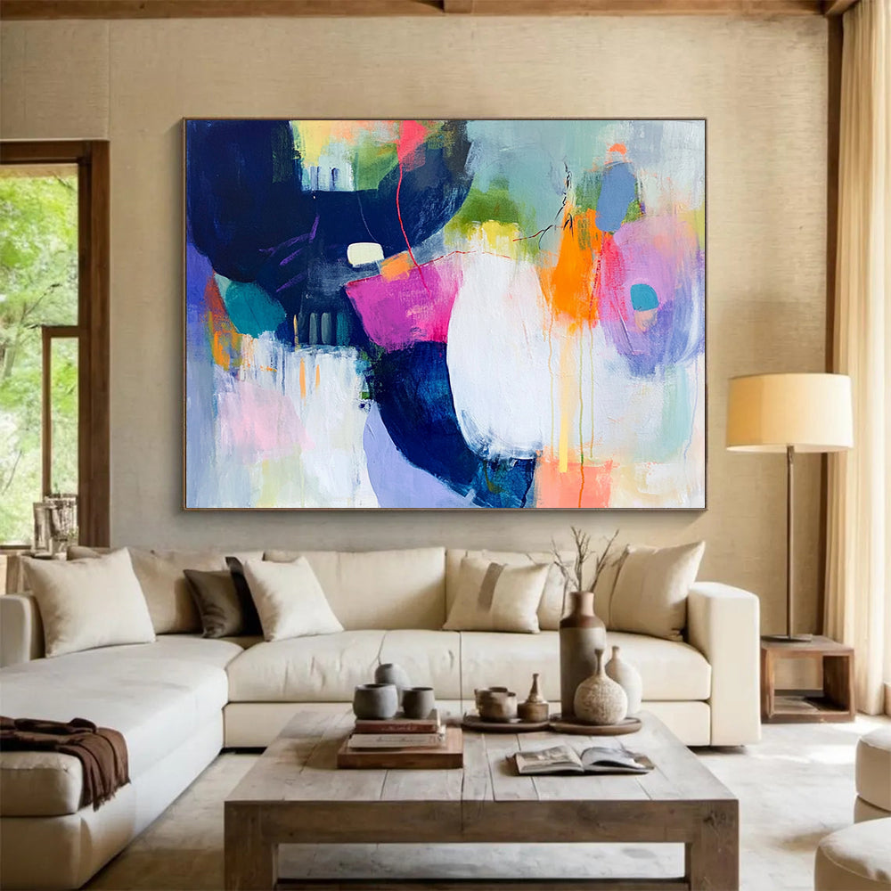 “Vibrant Color Collage” - Pink, Purple, Orange, Blue, Abstract Shapes - Modernist Collage - Inspired Acrylic Painting HB1551