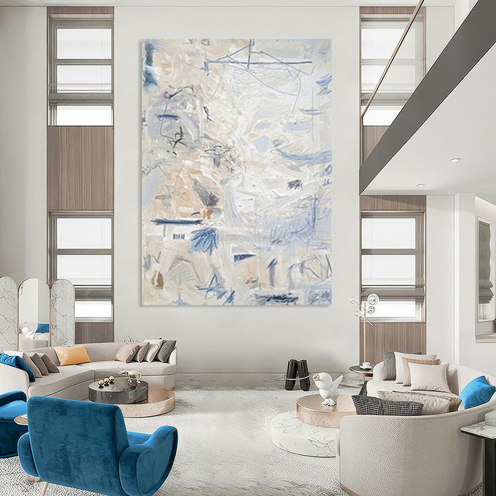 Fibrous Textures: Extended Custom Abstract Painting for Office and Dining Room DTP144