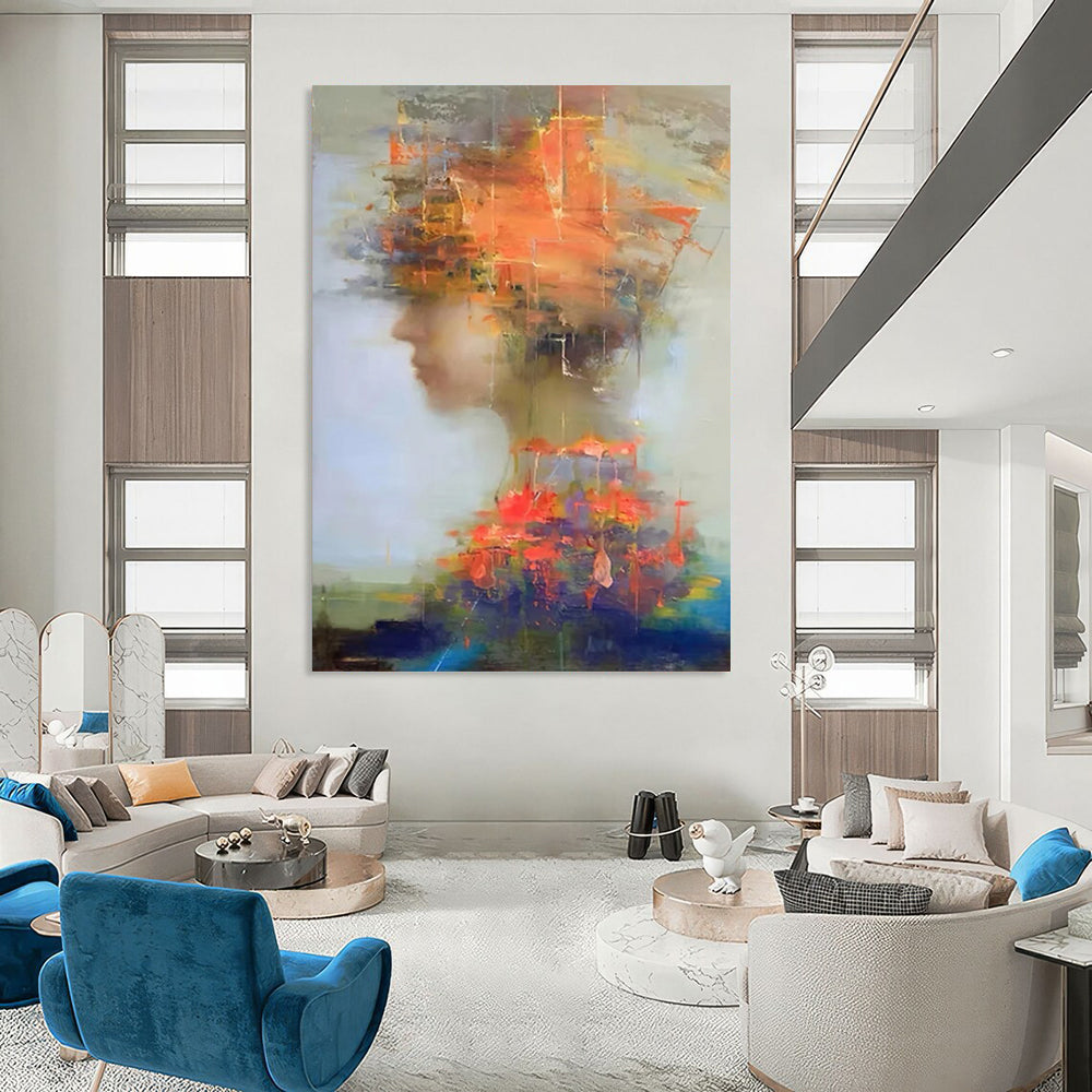 Custom Abstract Paintings: Big Sizes, Textured Excellence for Living Room & Bar DTP318