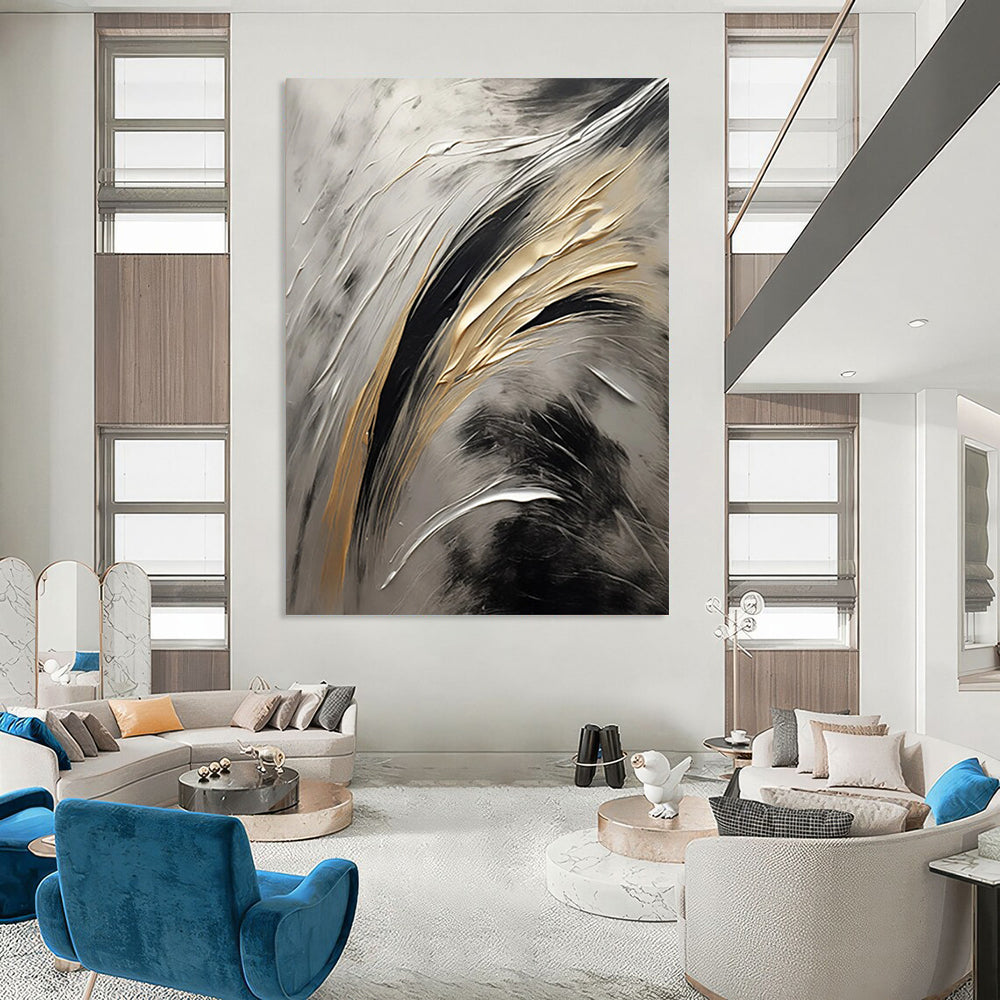 Starlight Pathway: Mega - Sized Hand - Painted Custom Abstract Canvas for Hallway and Hotel DTP126