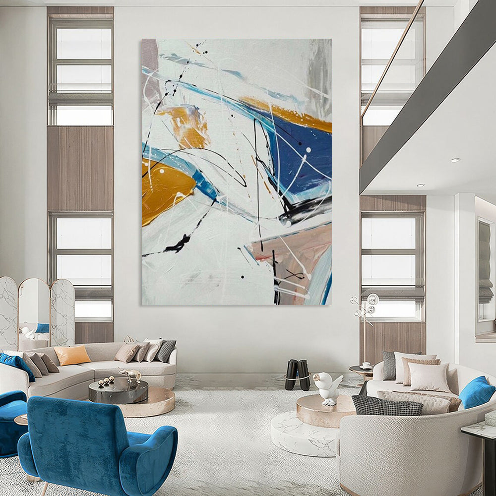 Immense - Sized Hand - Painted Textured Custom Abstract Art for Bedroom and Entryway DTP049