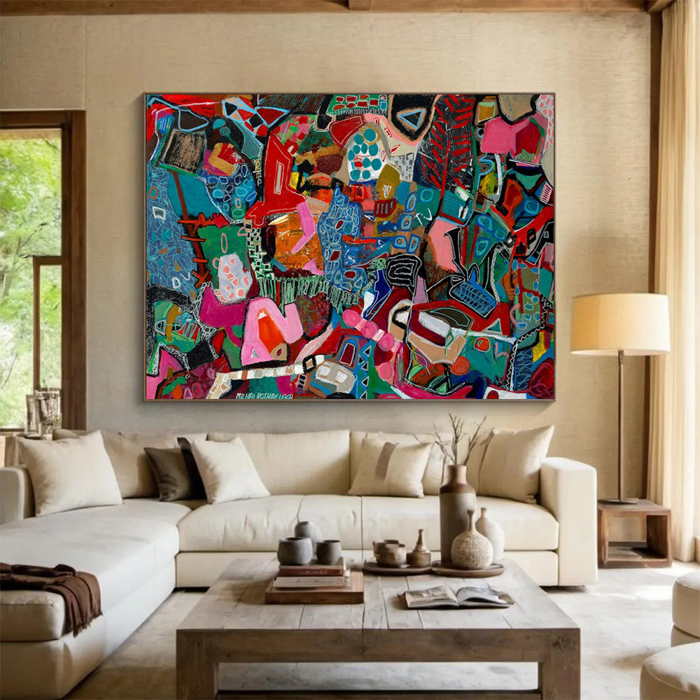 Colorful Abstract Mosaic - Vibrant Living Room or Office Art DLZ242