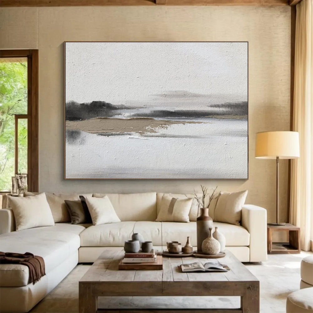 Relaxing Large Abstract Painting with Gentle Textured Motifs for Bedroom & Dining Room DKH911