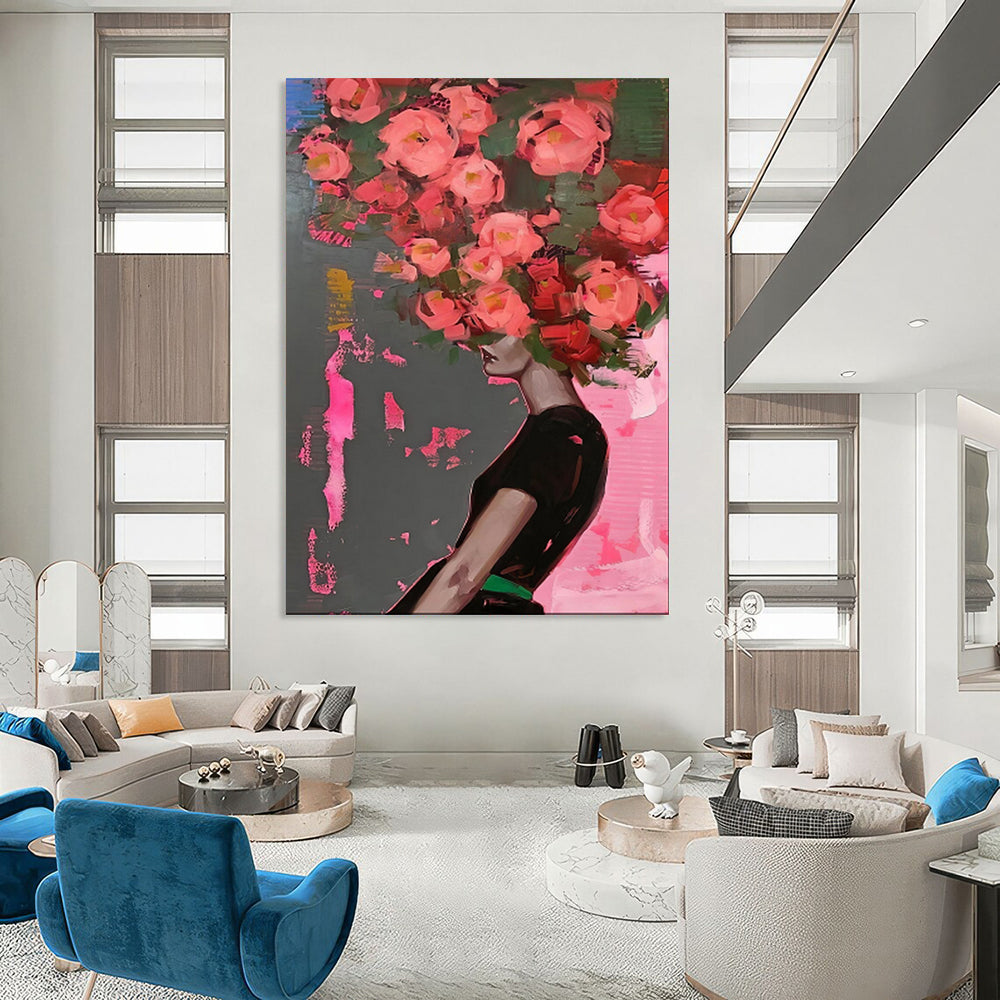 Opulent & Ornate Large-Scale Custom Hand-Painted Abstract Painting for Dining Room & Hotel LargeART1952