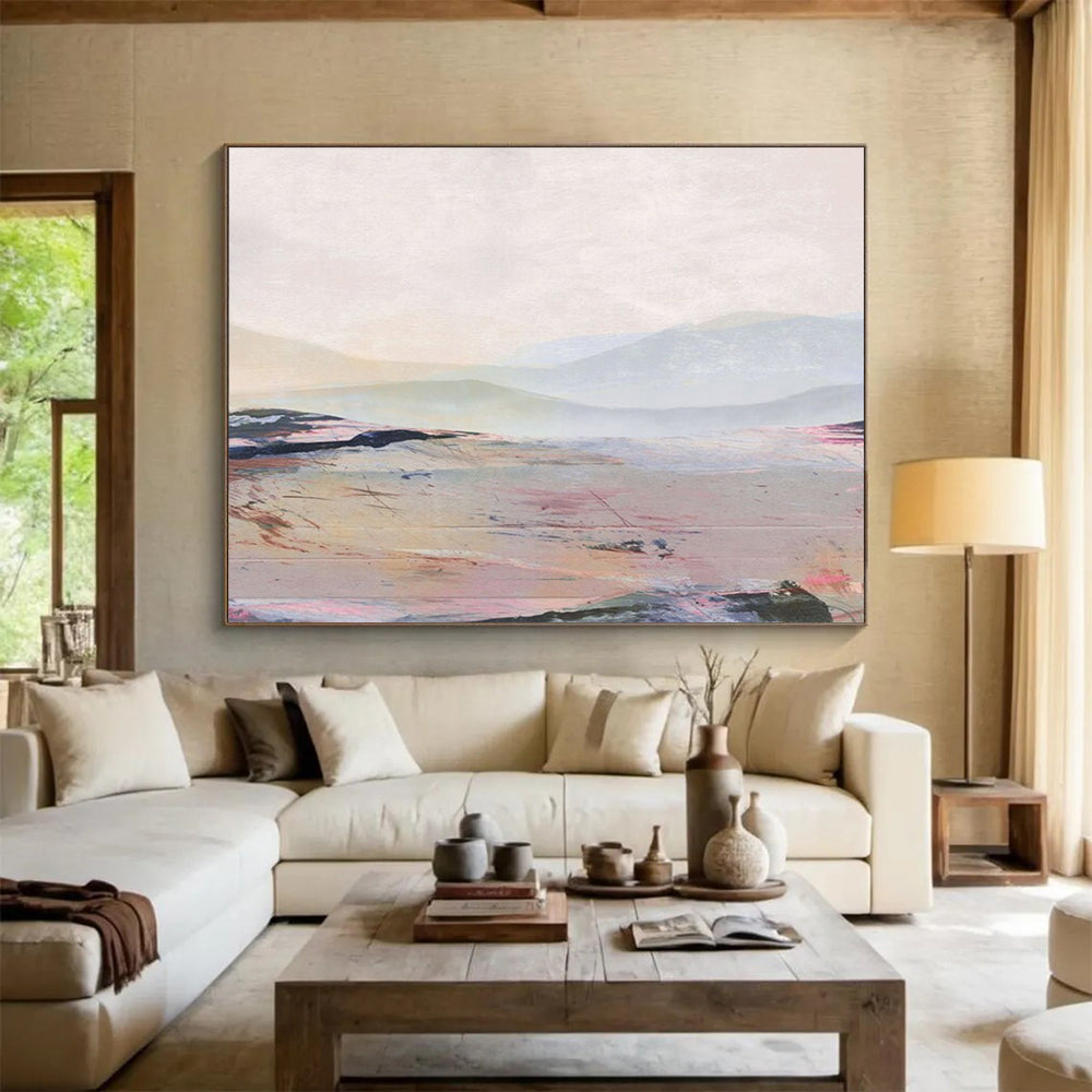 Pastel Mountain Horizon - Large Dreamy Living Room Decor DLZ129