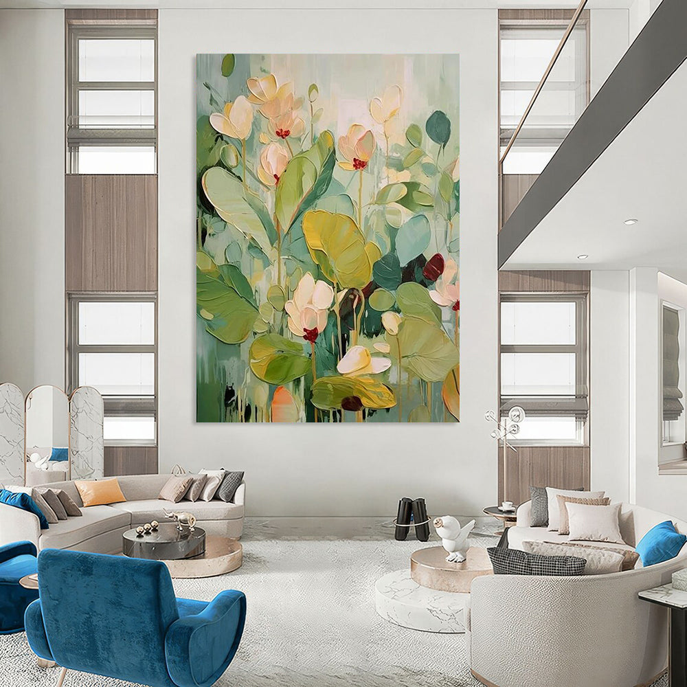 Hand-Painted Large Custom Abstract Art: Textured Details for Hotel & Hallway DTP319