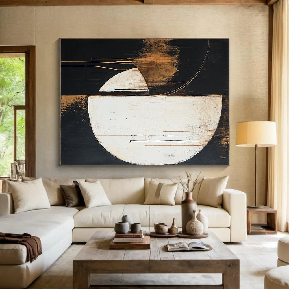 Half - Moon Shapes with Earthy Tones "Earthy Balance" Painting On Canvas HB295