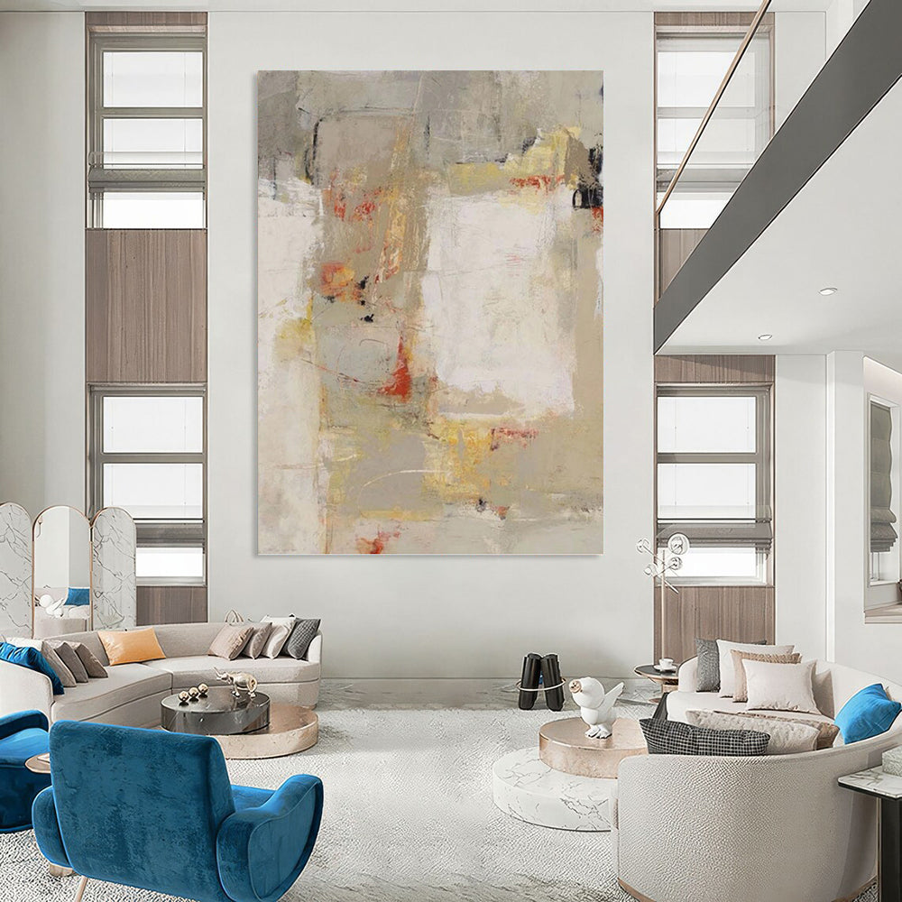 Large - Format Hand - Painted Textured Custom Abstract Painting, for Decorating Dining Room and Office DKH1435