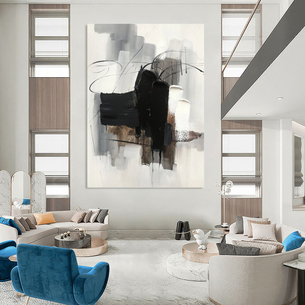 Elegant Hand - Painted Textured Abstract Painting for Dining Room & Bar DKH1275