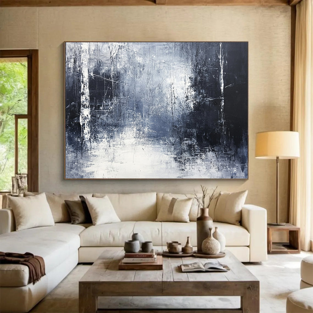 “Gray Abstract Forest” - Gray, White, Black with Forest - like Textures - Abstract Acrylic Painting HB1351
