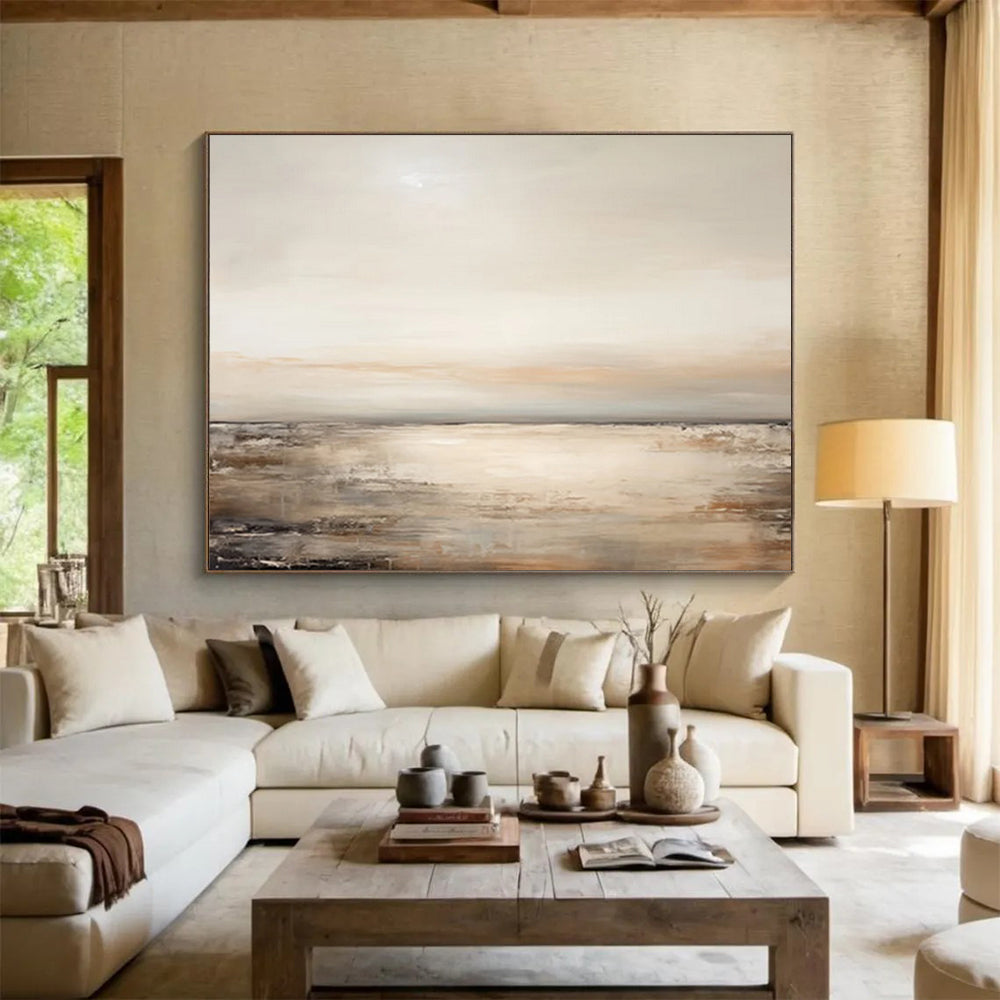 Neutral Coastal Sunset - Calm Bedroom Wall Art DLZ102