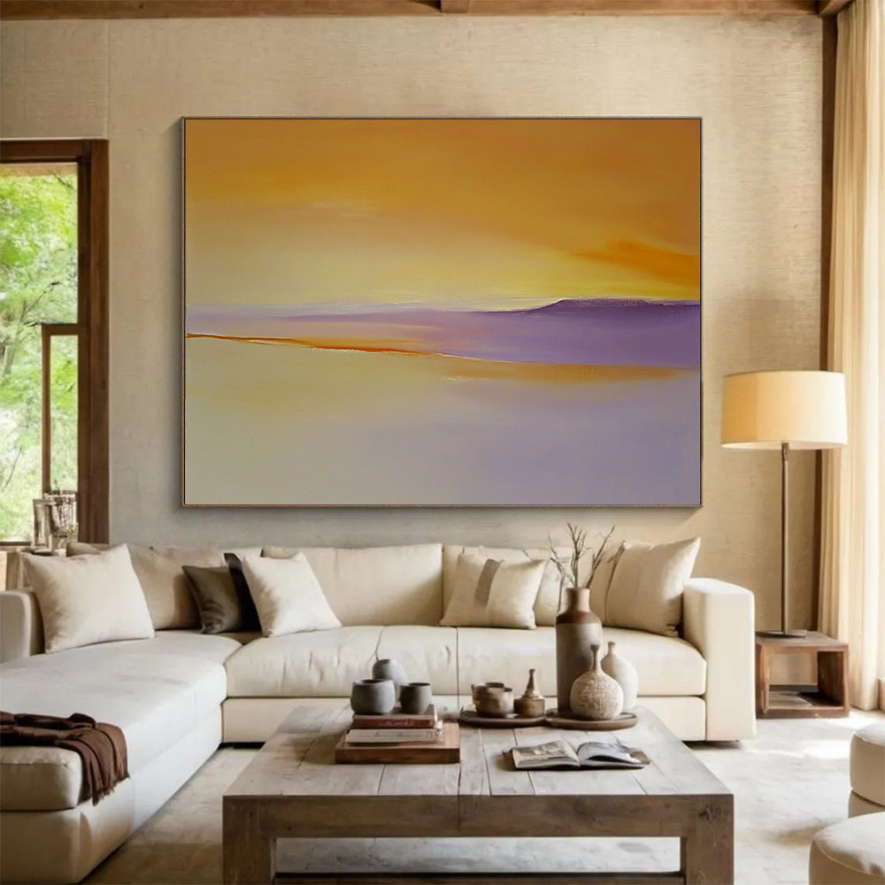 “Sunset Horizons” - Orange, Purple, Yellow, Abstract Dusk - Color - Field Acrylic Painting HB1508