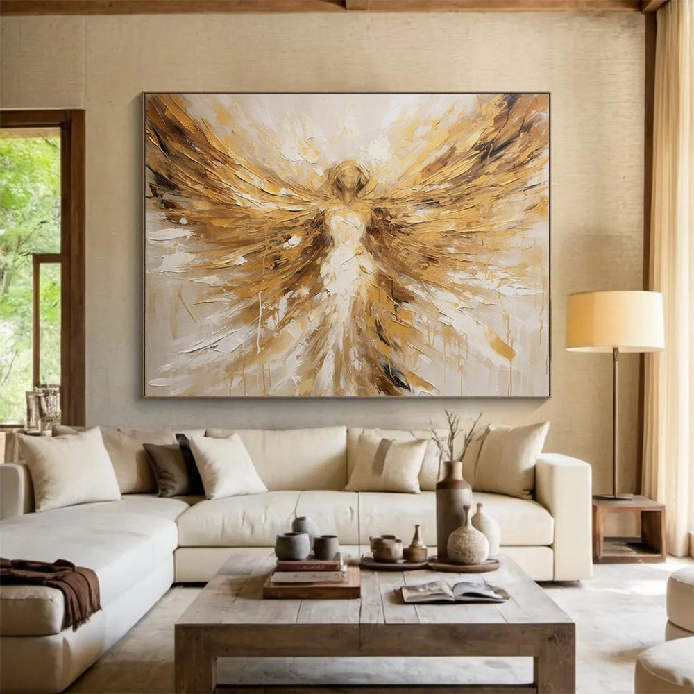 Golden Angel Wings - Inspirational Living Room Art DLZ082