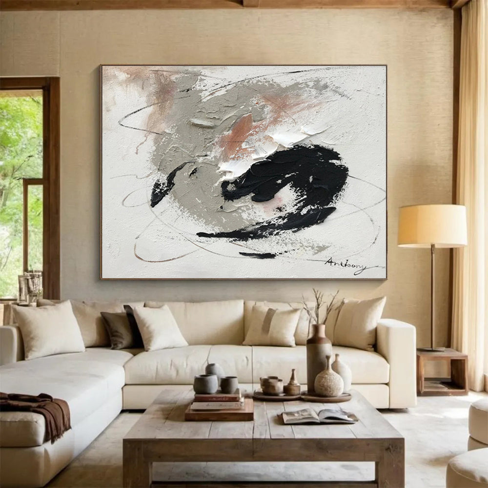 “Sonic Reverie” Oversized Abstract Art for Office & Dining Room DKH312