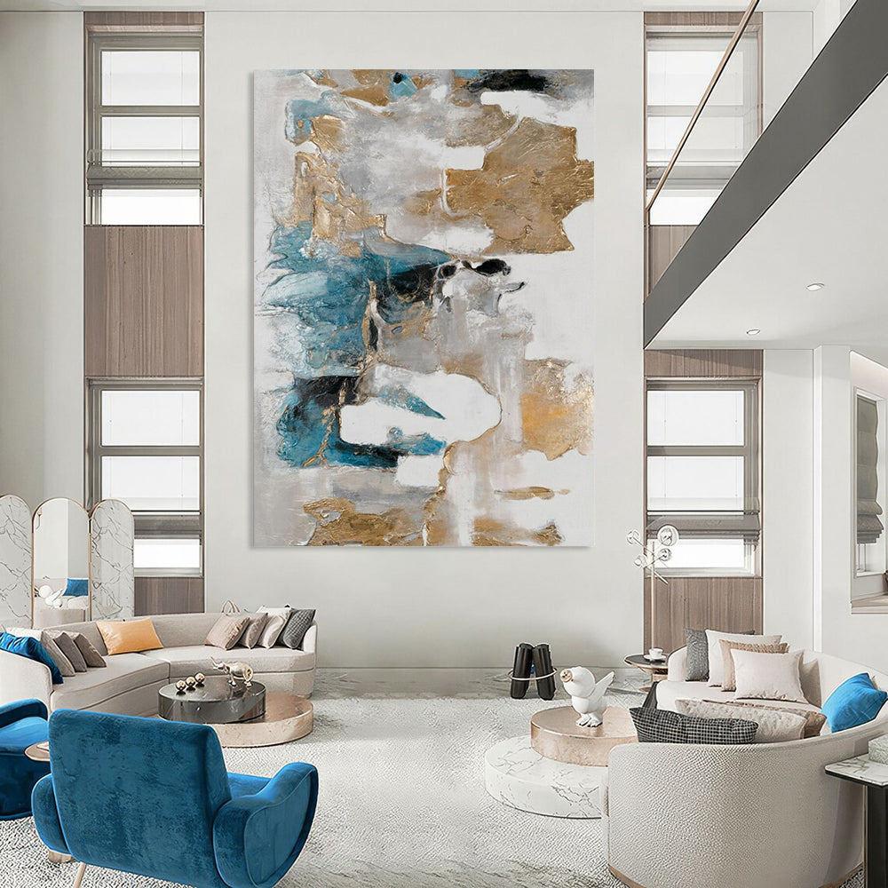 Gigantic-Scale Hand-Painted Abstract Wall Murals for Living Room & Art Gallery Nook LargeART2245