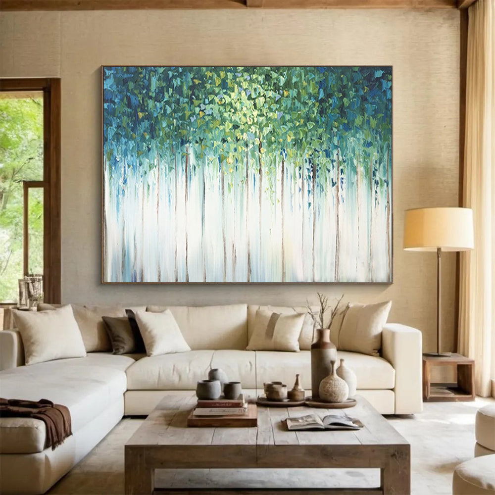 Forest Canopy Drip Painting - Nature - Inspired Living Room Art DLZ206