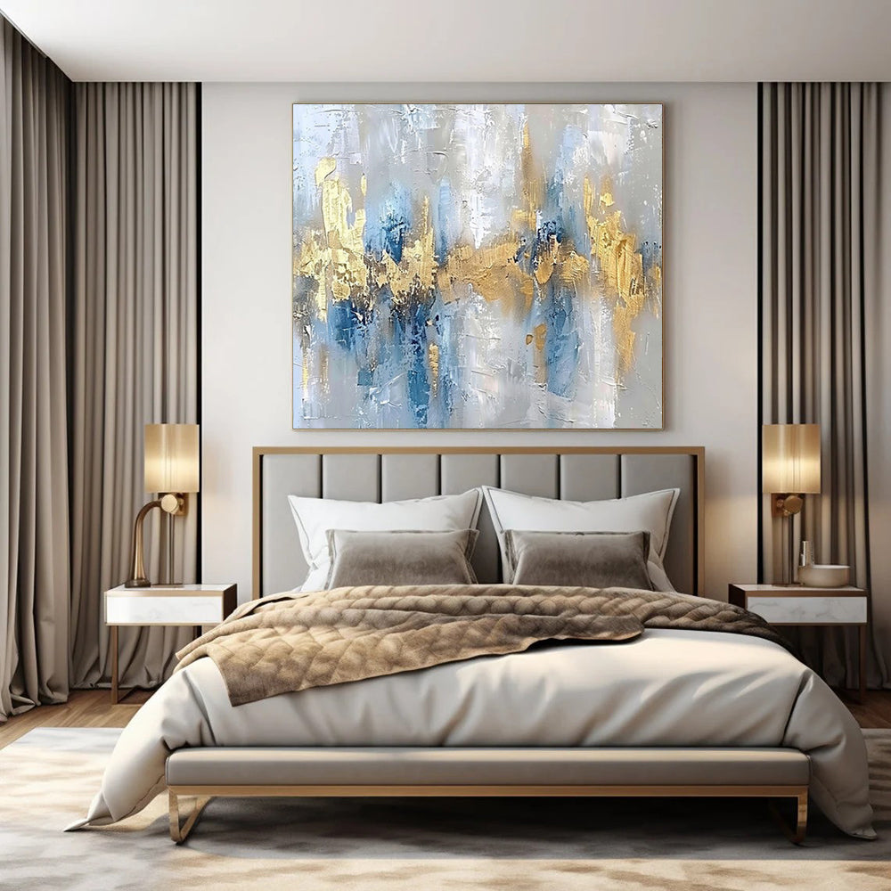 Oversized Hand-Painted Modern Abstract Mural for Upscale Hotel Conference Rooms