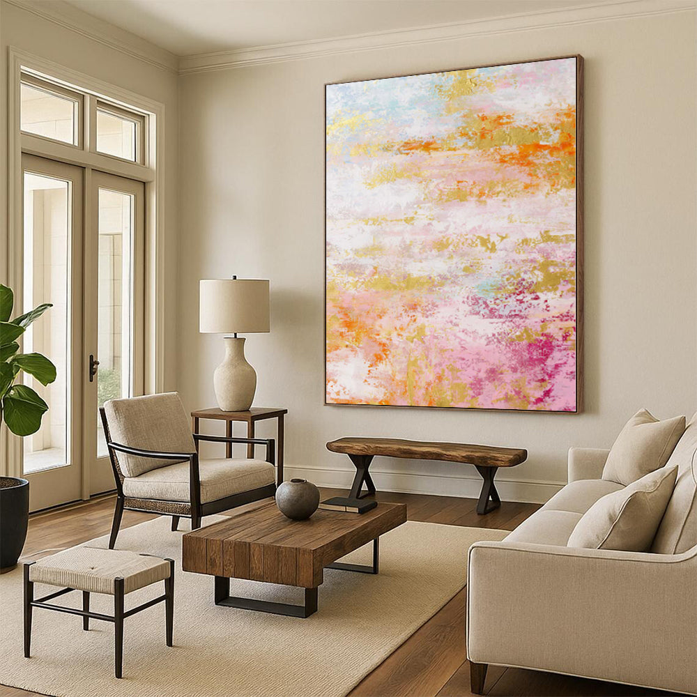 Custom Extra Large Abstract Zen Garden - Hand-Painted Gouache for Meditation Retreats