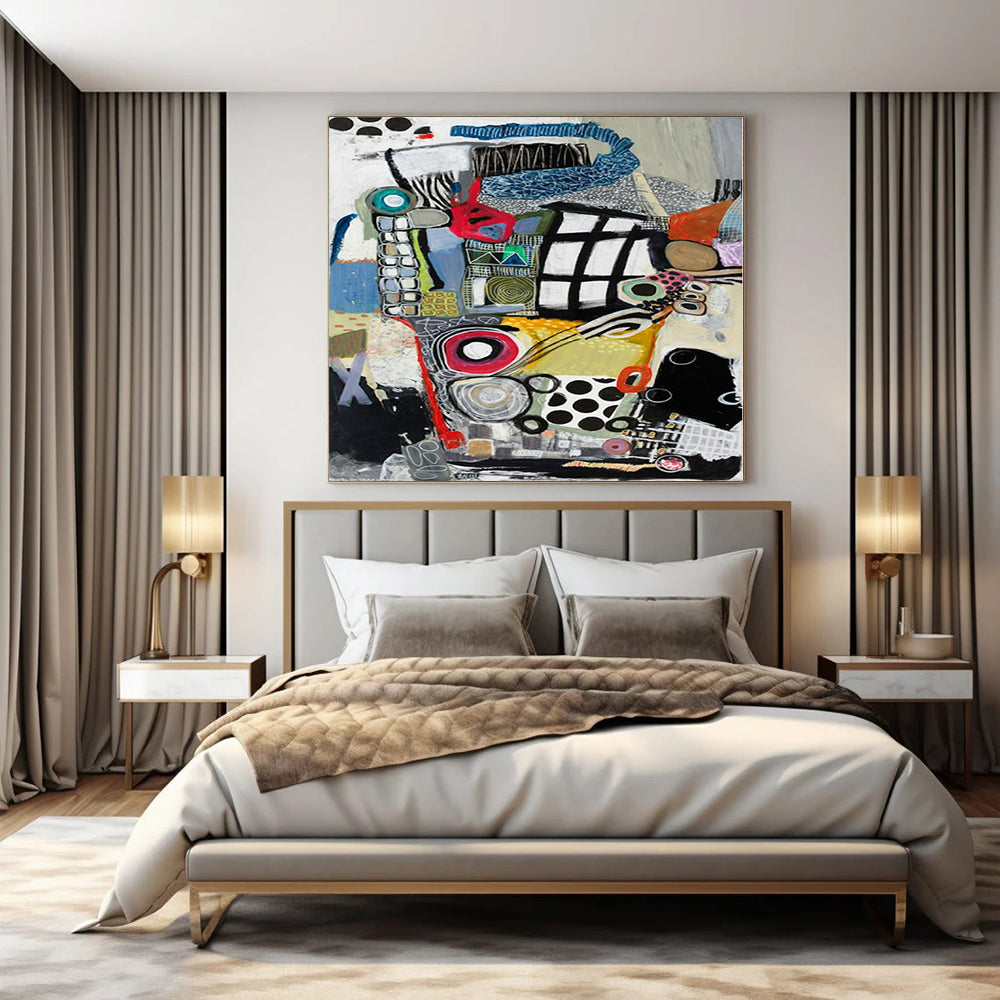 Large-Scale Hand-Painted Contemporary Abstract Canvas for Dining Room Open Walls